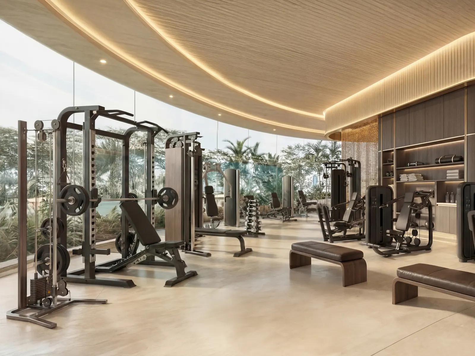 The indoor gym at Serenz by Danube
