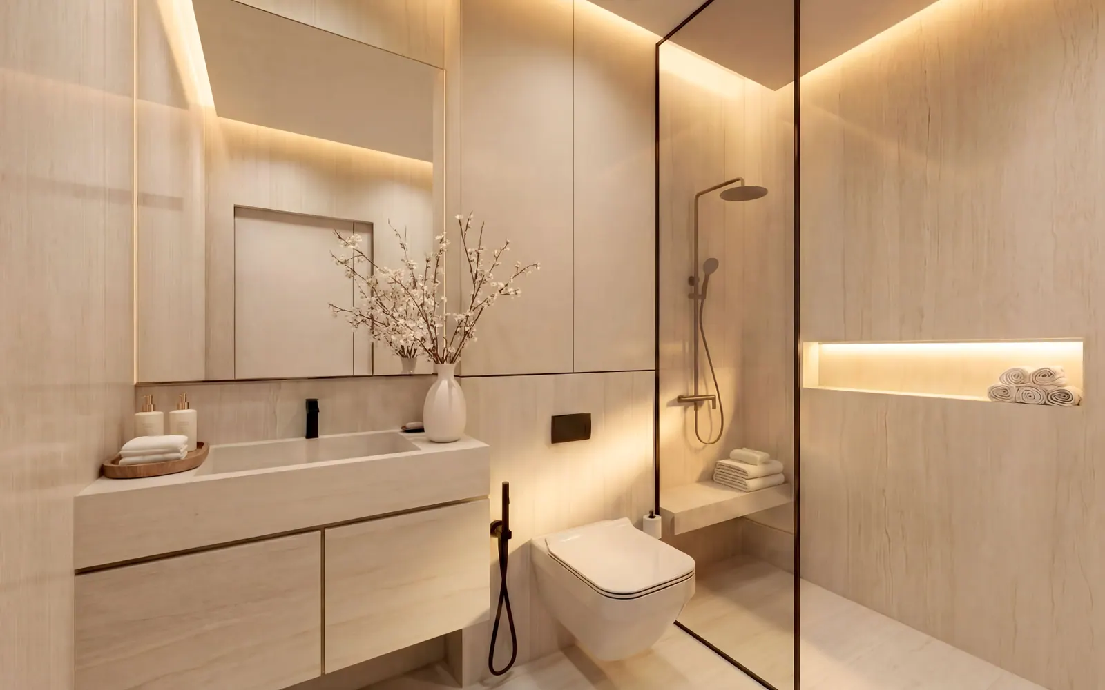 The bathroom finishes in a Serenz by Danube apartment