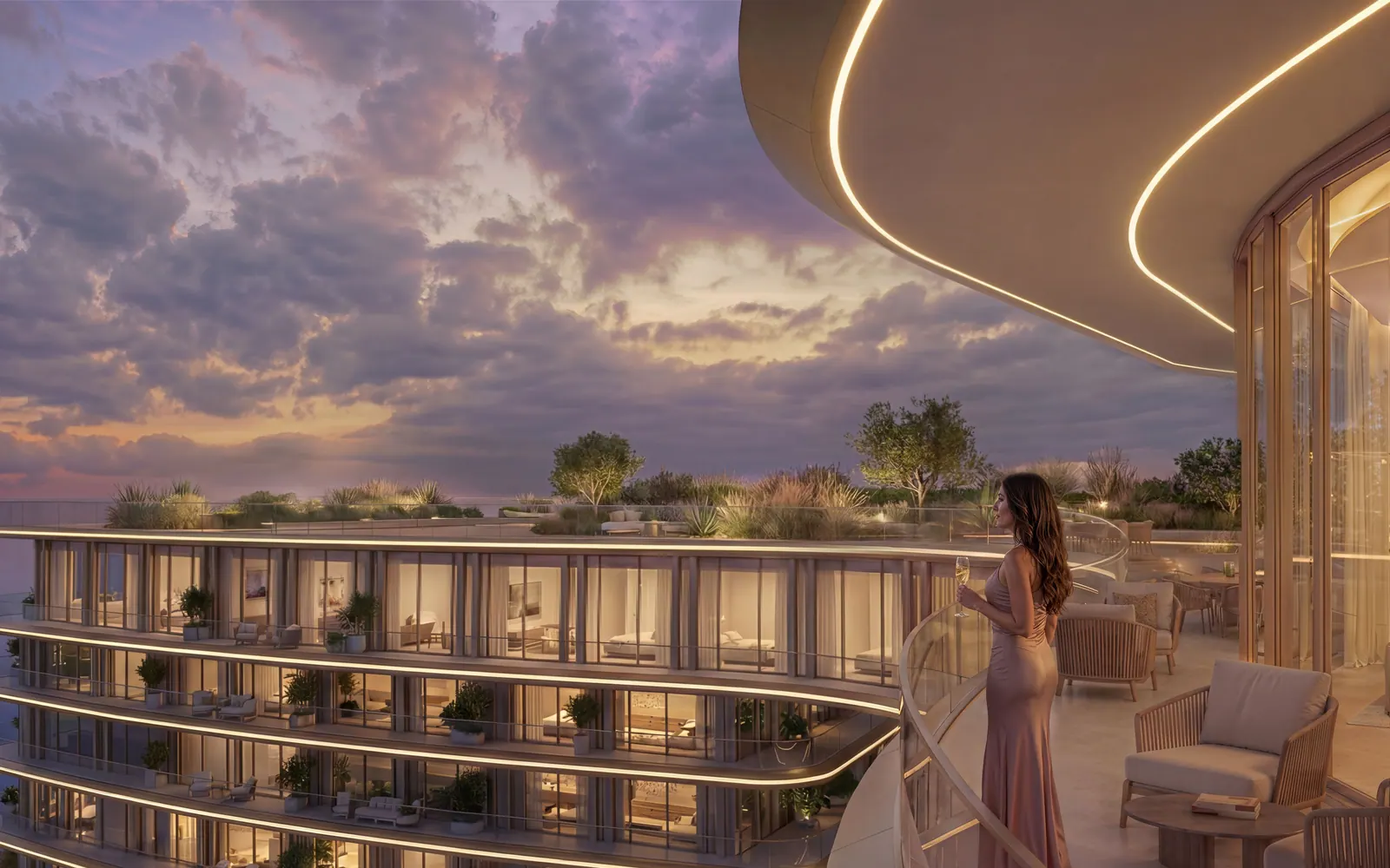 The view from a private balcony at Serenz by Danube at sunset