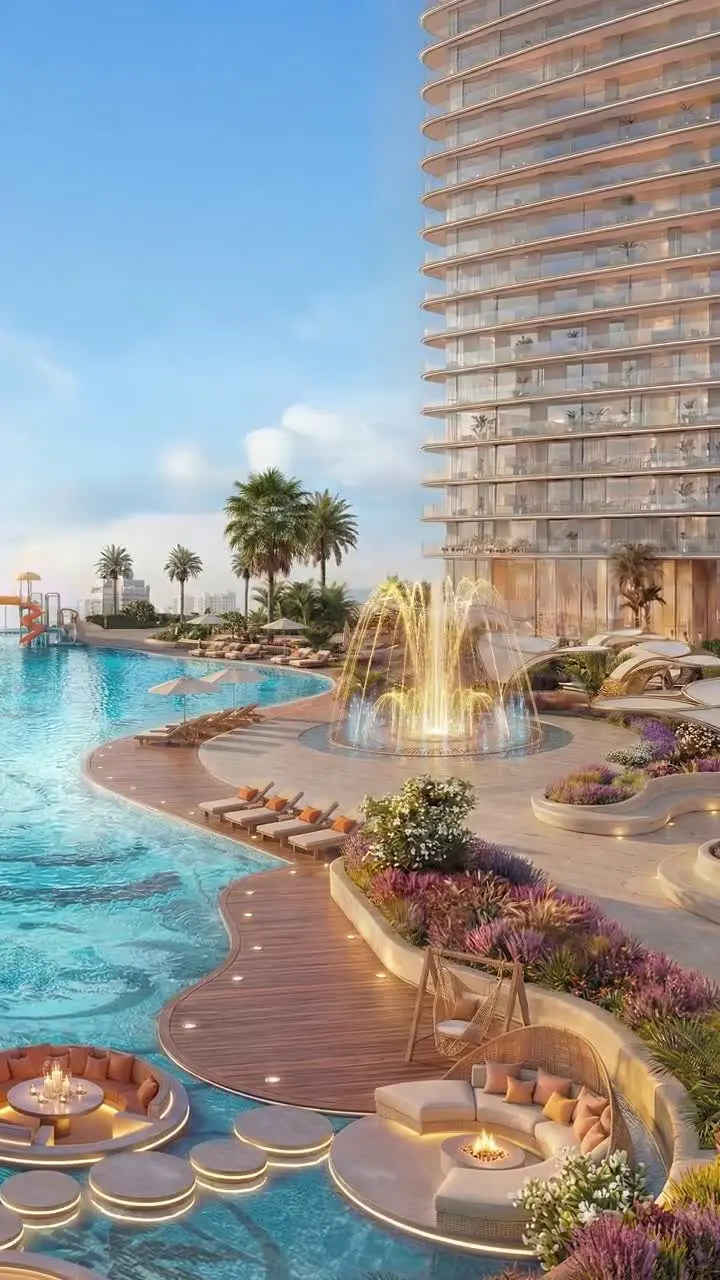 Renders of the pools, gardens and courts on the Serenz amenity podium